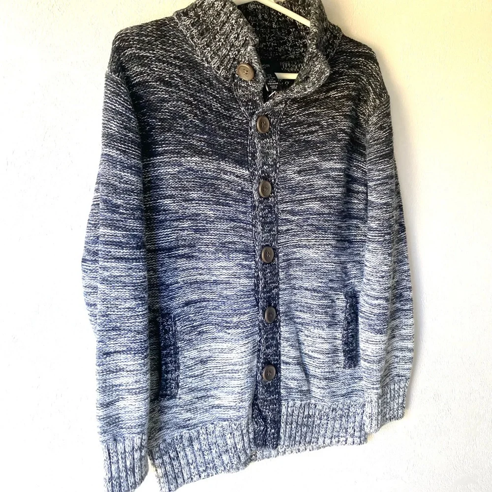 NWOT Gap Boys Marled Button Down Mockneck Sweater with Pockets Size S